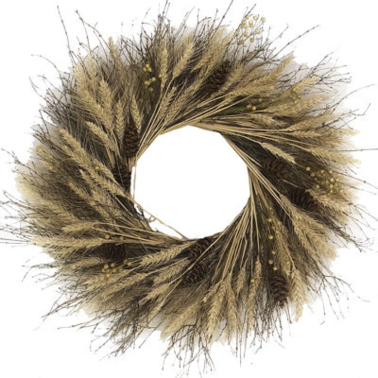 Preserved Wheat  Brush 22 Fall Wreath