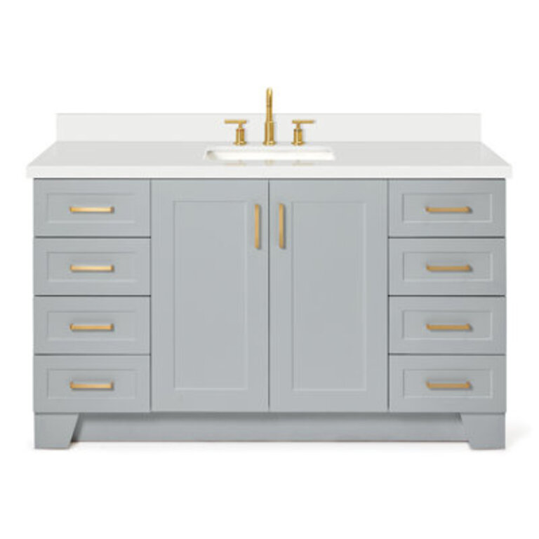 Frawley 60 Solid Wood Single Bathroom Vanity with 15 Quartz Top