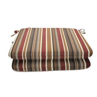 Casual Cushion Stripe Sunbrella Fabric 2-Piece IndoorOutdoor Seat Pad Cushion