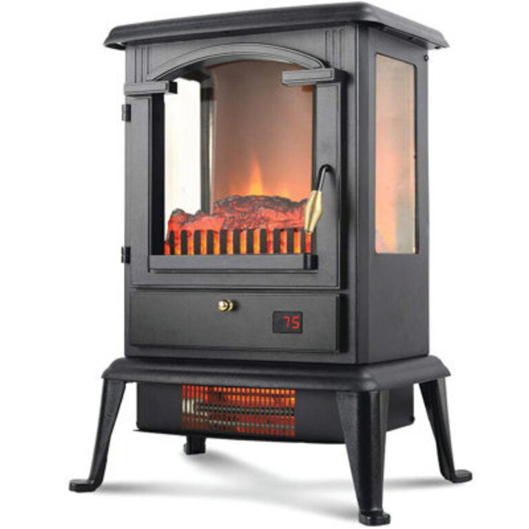 LifeSmart 3-Element Infrared Stove Heater with Remote Control and Timer Adjustable Realistic Flame