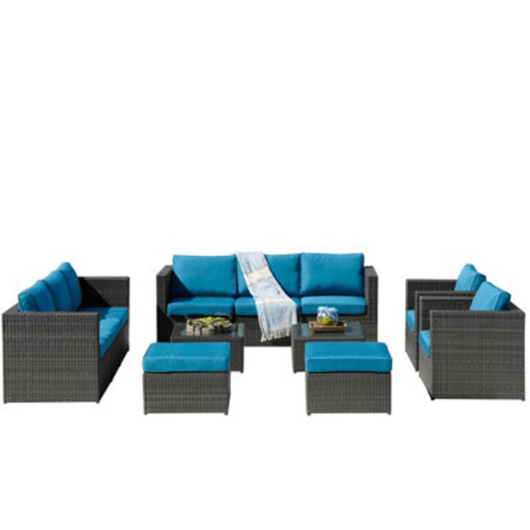 Baecher 11 Piece Wicker Sectional Seating Group with Cushions Fully Assembled