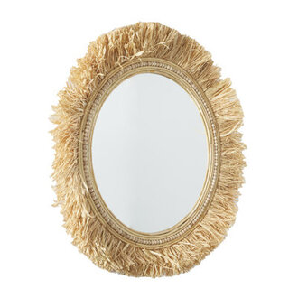 Seagrass Light Brown Wall Mirror with Fringe Detailing
