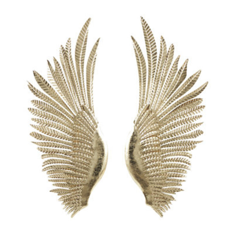Metal Wing Bird Gold Wall Decor with Textured Metallic Finish Set