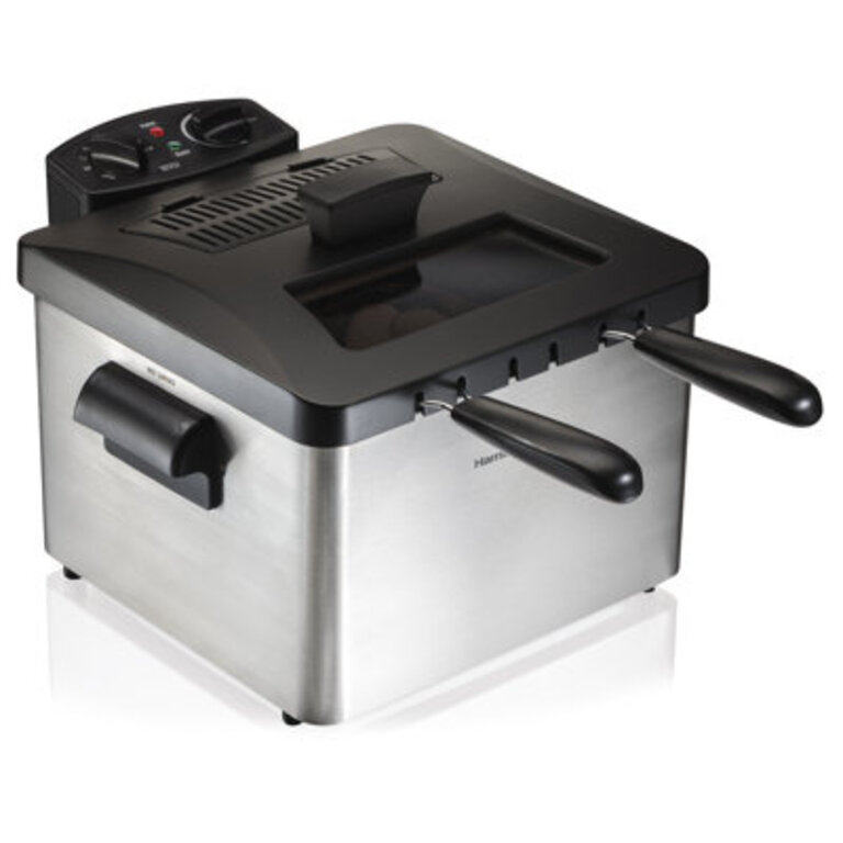 Hamilton Beach Professional-Style Electric Deep Fryer with 12-Cup Food Capacity Lid with View Window and Three Frying Baskets