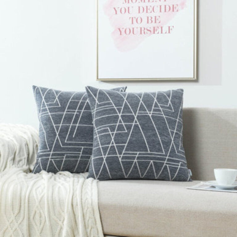 Geometric Pattern Modern Chenille Jacquard Pillow Cover