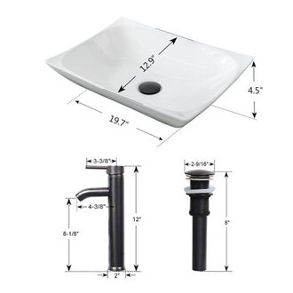 ECLIFE Manrique 197 Ceramic Specialty Bathroom Sink with Faucet