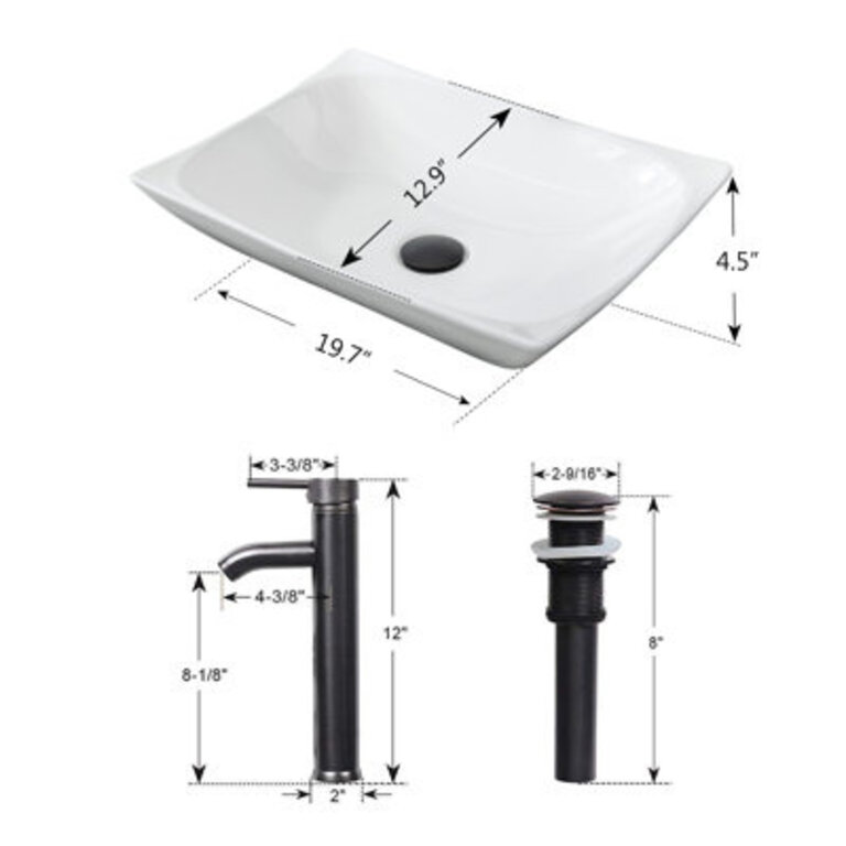 ECLIFE Manrique 197 Ceramic Specialty Bathroom Sink with Faucet