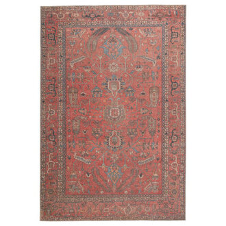 Machine Washable Brixey Oriental Red Area Rug