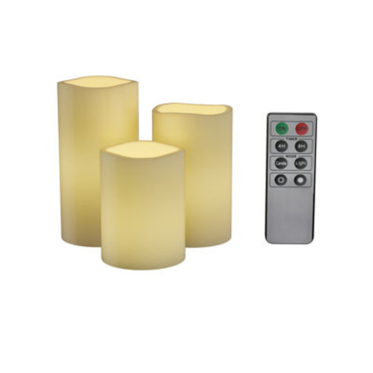 Lavish Home 3-Piece Battery Operated Candles Set - LED Flameless Candles Battery Operated with Remote