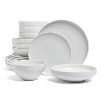 overback Coupe 16-Piece Glossy White Hand-Finished Porcelain Dinnerware Set