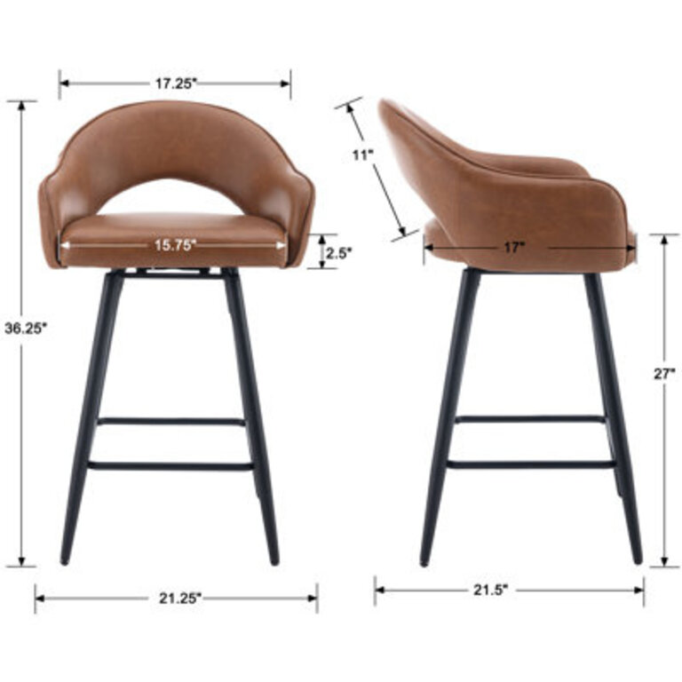 Swivel Bar Stools 27 Counter Stools Faux Leather Counter Height Bra Stools Chairs for Kitchen Island