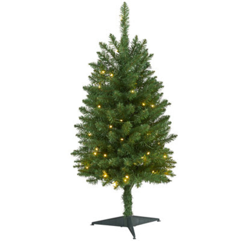 Slender Green Artificial Pine Feather Christmas Tree with LED Lights