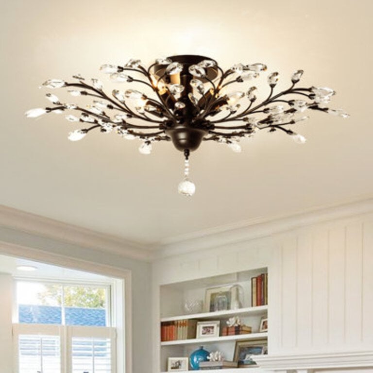Jamei 5 - Light 315 Dimmable Crystal Semi Flush Mount