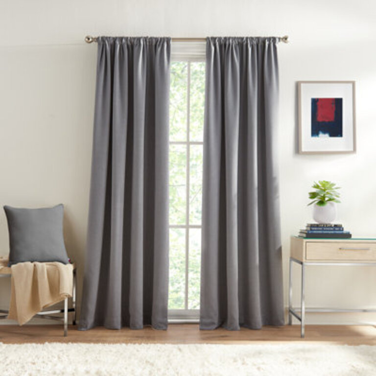 Dawson Thermal Poletop Blackout Dark Grey Curtain Panel Pair Set of 2