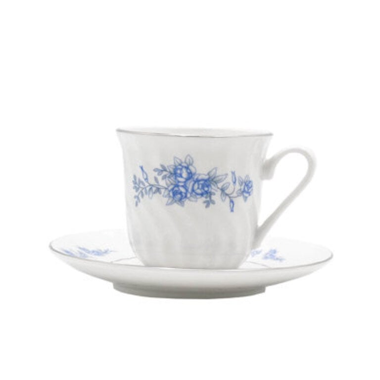 Quiana Rose Teacup  Saucer Set  2-Piece Floral Porcelain Classic Shape