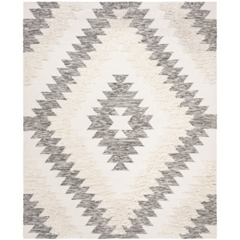 Alimatou Hand Woven WoolCotton Southwestern Rug in BlackIvory