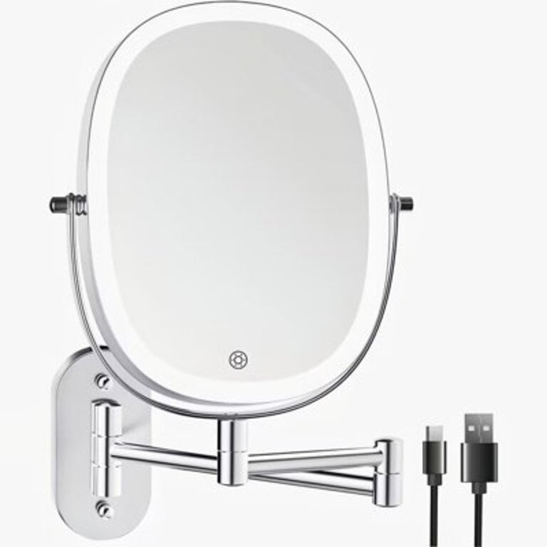 Darianny Oval LED Lighted Metal 1X7X Magnifying Wall Mounted Vanity Bathroom Makeup Mirror