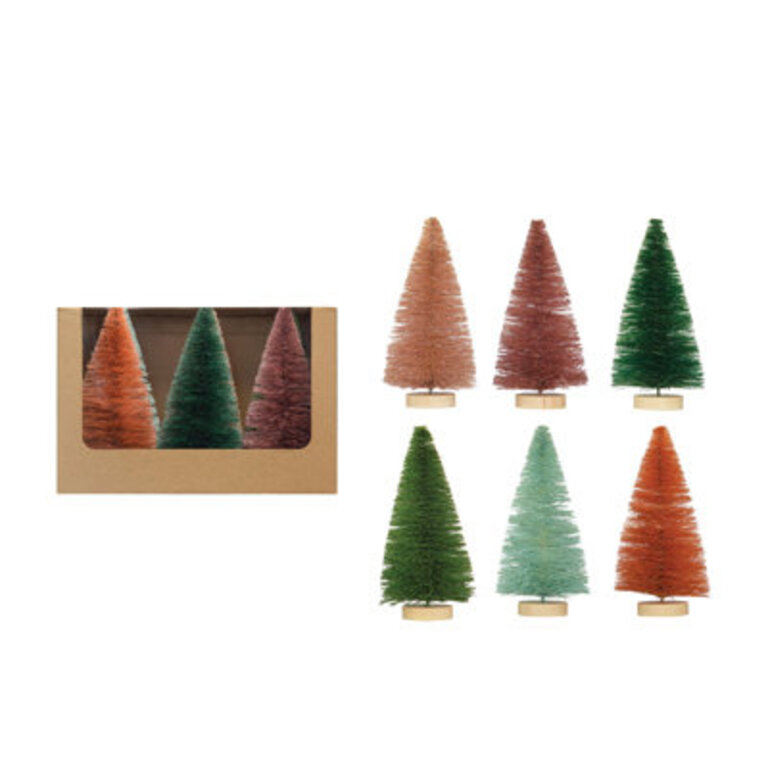 Sisal Bottle Brush Trees With Wood Bases