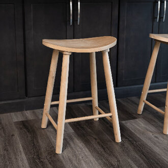 Maven Lane Luna Backless Stool in Wood Finish