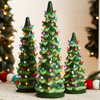 Set of 3 Ceramic Christmas Trees