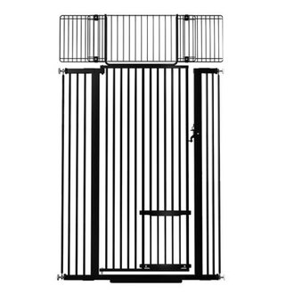 Elissia 71 Extra Tall Cat Safety Gates 295-406 Extra Wide Heavy Duty Metal Pet Gates with Adjustable Cat Door Pressure Mounted Baby Gates for Cat Dog
