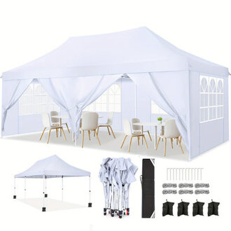 10x20 Pop Up Canopy Tent with 6 Removable Sidewalls Instant Outdoor Canopy