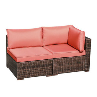 Queridas 551 Wide Straight Wicker Patio Sofa with Cushions