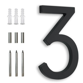 7" H Metal House Number Flush or Floating Mount, Clean Finished Look