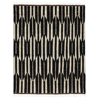 Wesler Geometric Hand Knotted Wool Dark Brown/Ivory Area Rug
