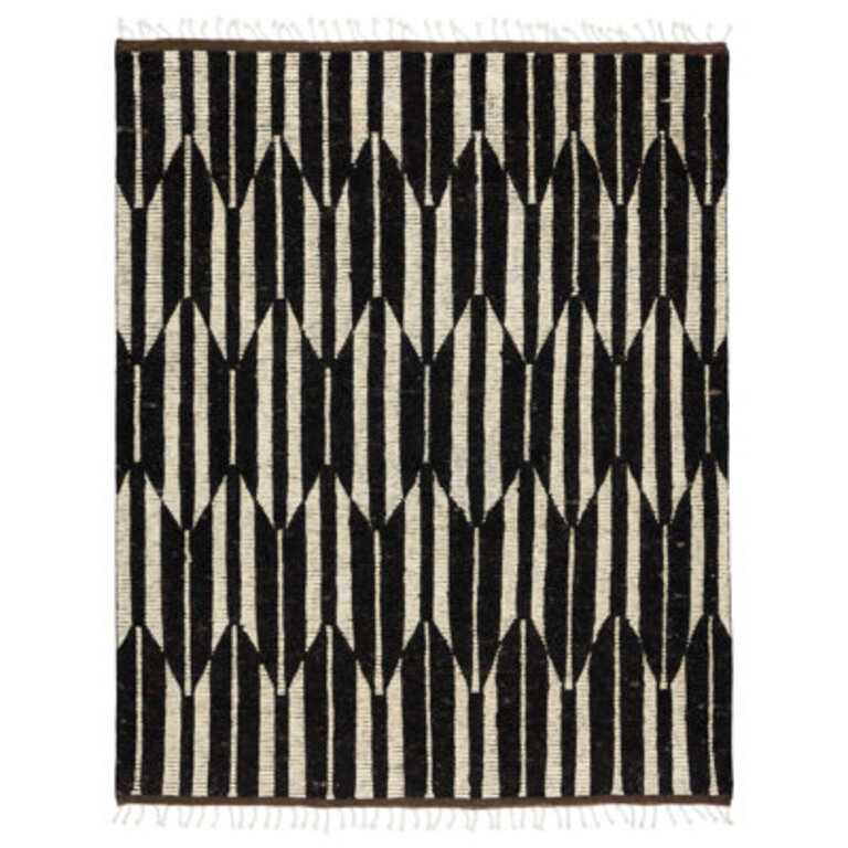 Wesler Geometric Hand Knotted Wool Dark Brown/Ivory Area Rug