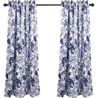 Jacobean Garden Floral Room Darkening Thermal Rod Pocket Curtain Panels