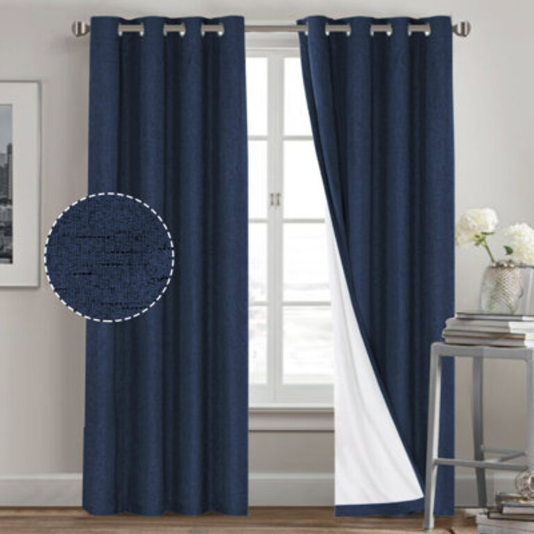 Dawain Linen Solid Textured 100 Blackout Window Drapes for Bedroom Thermal Grommet Full Lighting Blocking for Living Room Curtains 2 Panels