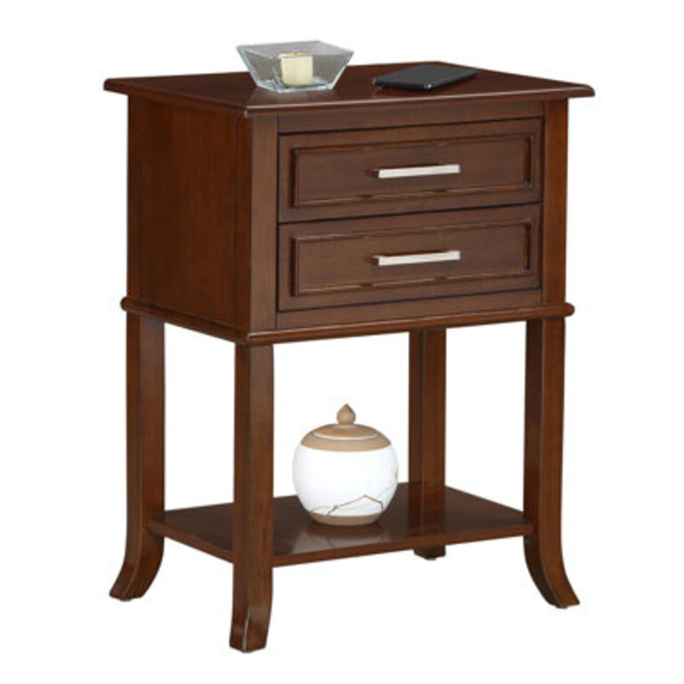 Johnessa 2 Drawer End Table with Shelf with Solid Wood Legs