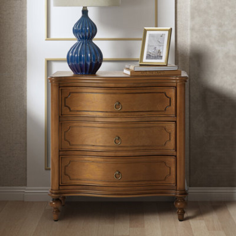 Elfine 28 W Traditional Curves End Table with Charging Station and Solid Wood Legs and Metal Knob