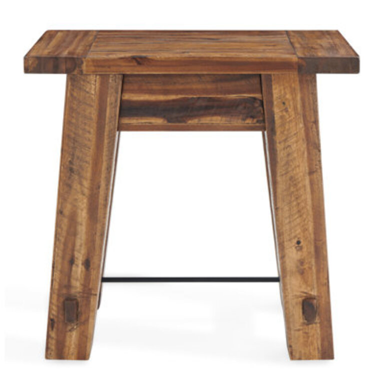 Daryl Furniture Durango 27 W Industrial Wood End Table 100 lb Weight Capacity Truss Construction Metal Bolts  Bars 15 in Thick Tabletop Natural Grain Lacquer Finish