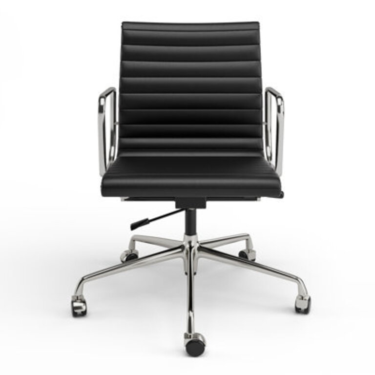 Ashvina Mid  High Back Genuine Leather Office Chair with Aluminum Frame and Base Ergonomic Design S Back Support