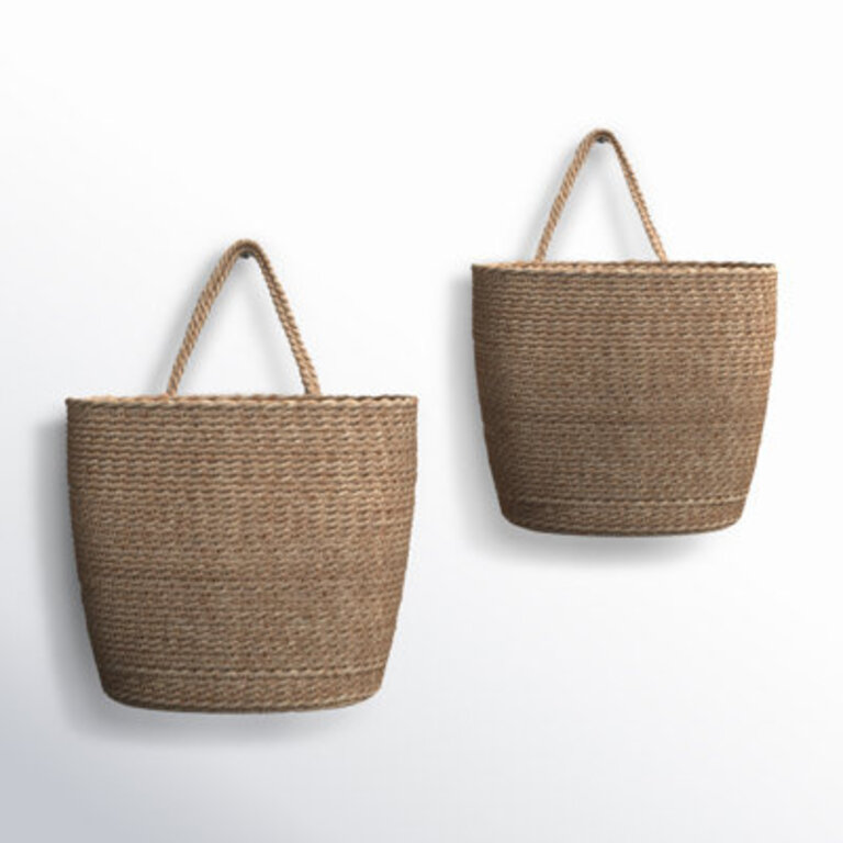 Ralphie Seagrass Wall Organizer with Wall Baskets