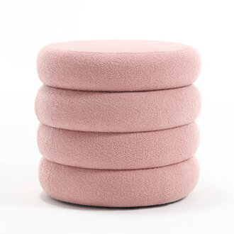 Leiani 20.1" Wide Boulce/Velvet/Linen Upholstered Round Storage Ottoman Body Fabric: Pink Boucle