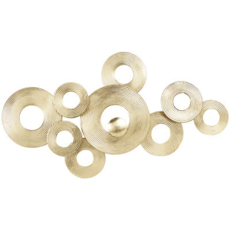 Allain Metal Stacked Circle Ring Abstract Gold Wall Decor with Groove Texture