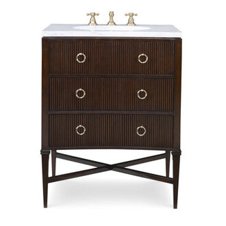 Reeded 285 Single Bathroom Vanity with Marble Top