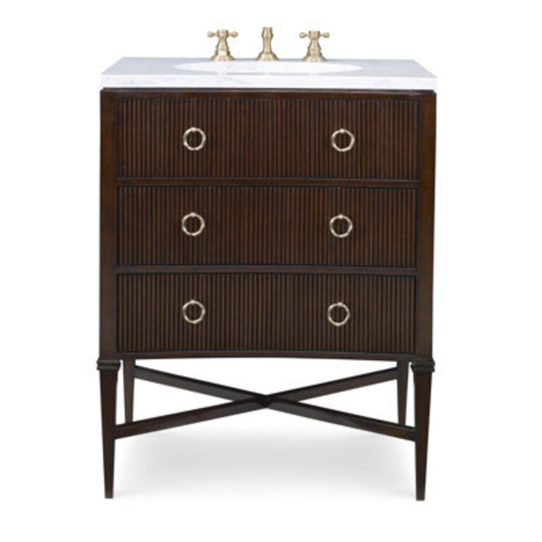 Reeded 285 Single Bathroom Vanity with Marble Top
