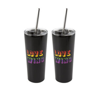 Love Wins 24 oz Double Wall Stainless Steel Travel Tumbler with Straw