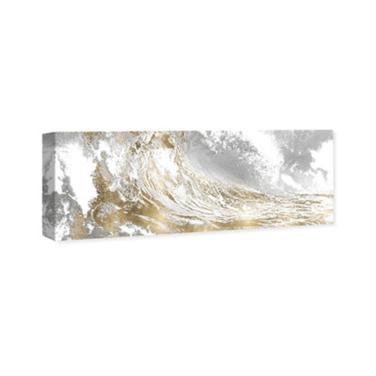 Wave in A Moment Gold - Wrapped Canvas Graphic Art Print