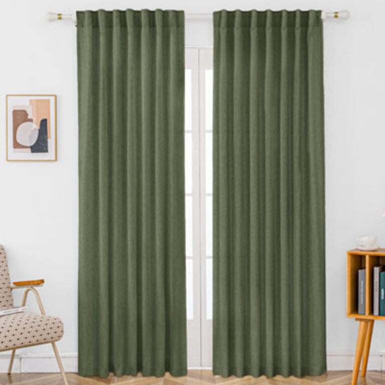 Set of 2 Toyoko Linen Blended Back Tab Curtains