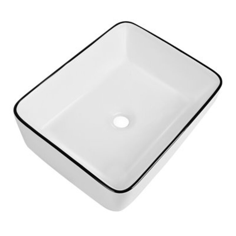 Ally 19 Modern White Ceramic Rectangular Basin Vessel Sink
