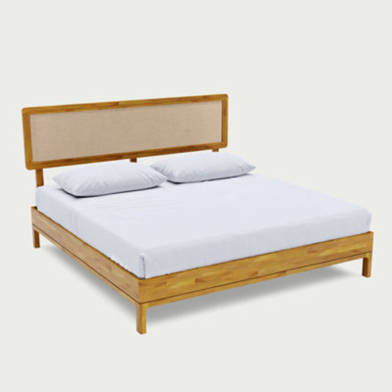 Anspach Solid Wood Platform Bed with Headboard Bohemian Bed Frame