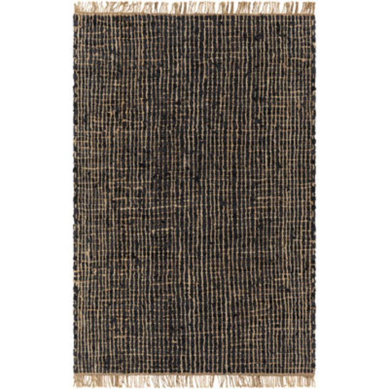 Tolanda Solid Color Handwoven BlackTan Area Rug