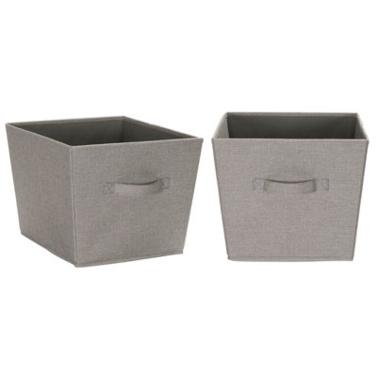 Medium Fabric Storage Bins 2 Pack Storage Bins with Handles Poly Linen Fabric with Wire Framing Great for Shelving Organization