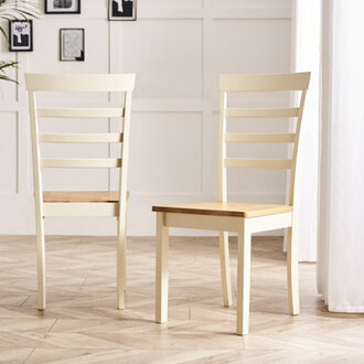 Whitley Solid Wood Dining Chairs - Traditional Rustic Farmhouse Kitchen Style