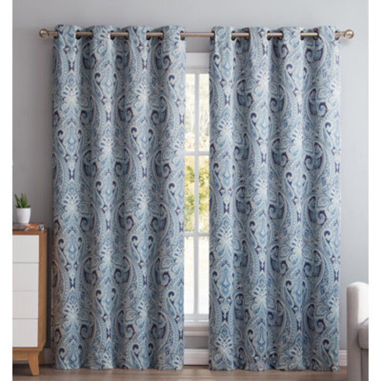 Annabel Paisley Room Darkening Thermal Grommet Curtain Panels Set for Living Room